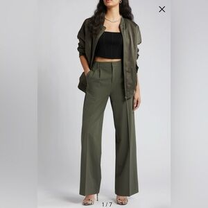 Open Edit Relaxed Waist Wide Leg Trousers Dress Pans L
